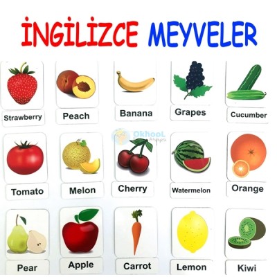 İngilizce Meyveler ve Sebzeler Magnetleri