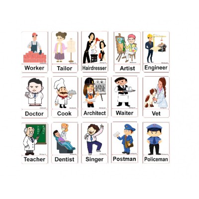 İngilizce Jobs - Meslekler Magnet Kelime Kartları İngilizce Jobs - Meslekler Magnet Kelime Kartları