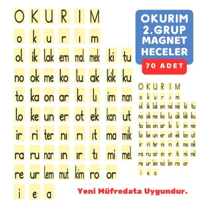 Okurım Magnet Heceler - Yeni Müfredat - 2.Grup Sesler 70 Adet Okurım Magnet Heceler - Yeni Müfredat - 2.Grup Sesler 70 Adet