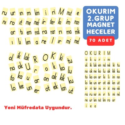 Okurım Magnet Heceler - Yeni Müfredat - 2.Grup Sesler 70 Adet Okurım Magnet Heceler - Yeni Müfredat - 2.Grup Sesler 70 Adet
