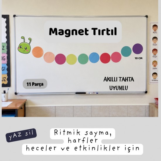 Magnet Tırtıl - Ritmik Sayma ve Etkinlik Tırtılı - Ritmik Saymalar, Harf, Hece ve Kelime - 11 Parça Yaz Sil