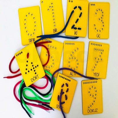 Montessori Rakamlar İp Geçirme Beceri Seti