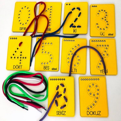 Montessori Rakamlar İp Geçirme Beceri Seti Montessori Rakamlar İp Geçirme Beceri Seti
