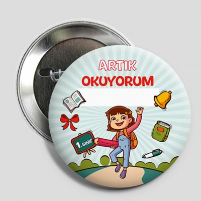 Artık Okuyorum Rozeti Kız ve Erkek 50 mm Artık Okuyorum Rozeti Kız ve Erkek 50 mm