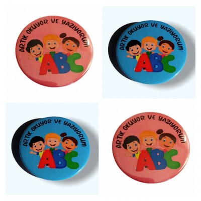Artık Okuyorum Yazıyorum Rozet ABC 50 mm Artık Okuyorum Yazıyorum Rozet ABC 50 mm