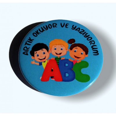 Artık Okuyorum Yazıyorum Rozet ABC 50 mm Artık Okuyorum Yazıyorum Rozet ABC 50 mm