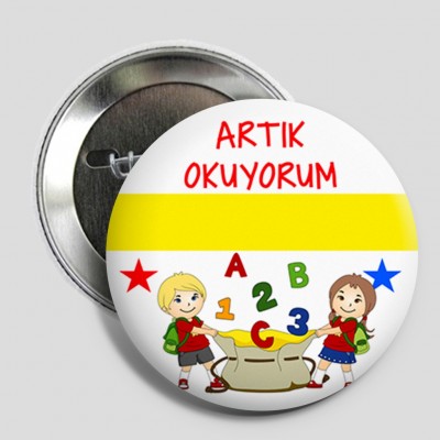 Okuyorum Yazıyorum Rozet 50mm - Model 6 Okuyorum Yazıyorum Rozet 50mm - Model 6