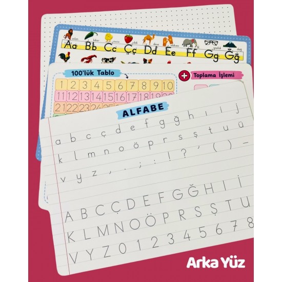 İlk Yaz Sil Tahtalarım 4 lü Set - Güzel Yazı - Matematik - Çizgili - Resim / Tasarım